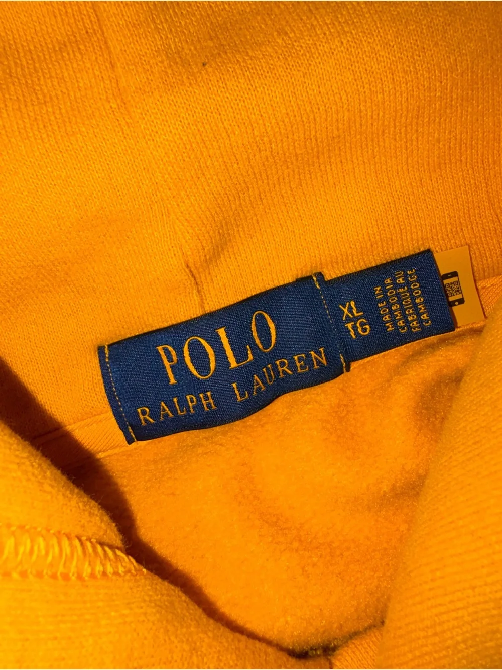 Polo Ralph Lauren Yellow Spellout Hoodie XL Varsity Y2K Streetwear